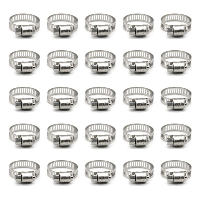 ZIPCCI Hose Clamp, 25 Pack Stainless Steel Worm Gear fuel line hose clamps, 16-25mm (5/8-1 inch) - Image 1